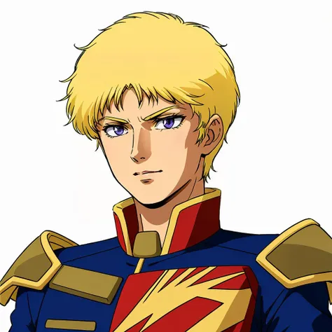 masterpiece,high quality,white background,simple background,
<lora:glemytoto001:0.6>,solo,
glemy_toto,1boy,
solo,short hair,blonde hair,purple eyes,(aged down:1.4),
military uniform,shoulder armor,blue jacket,long sleeves,zeon,