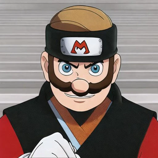 Super mario ninja portrait (masterpiece:1,2), best quality, highres, original, extremely detailed wallpaper, looking at viewer, sigma 135mm lens,(cowboy shot:1.2), upper body, perfect lighting,(extremely detailed:1.2),(8k:1.1), ninja headband,