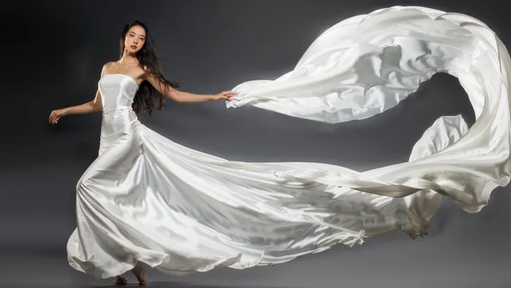 dressart, white dress, floating hair, (floating dress:1.4), (photo art), 1girl, Stunningly Beautiful Girl, Haute_Couture, designer dress, wearing Haute_Couture, posing for a picture, fashion show, Long shaped face, angry, crazy, dark red eyes, Sandy Blonde side-swept hair, short hair, long ringlets, catwalk \(walkway\), , colorful, vivid colors, masterpiece, best quality, absurdres, highest quality, amazing details, 8k, aesthetic, <lora:dressart_SDLife_Chiasedamme_v1.0:0.88>