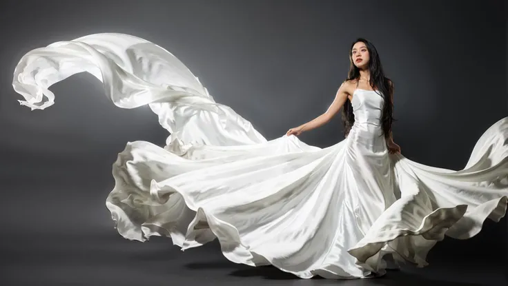 dressart, white dress, floating hair, (floating dress:1.4), (photo art), 1girl, Stunningly Beautiful Girl, Haute_Couture, designer dress, wearing Haute_Couture, posing for a picture, fashion show, Long shaped face, angry, crazy, dark red eyes, Sandy Blonde side-swept hair, short hair, long ringlets, catwalk \(walkway\), , colorful, vivid colors, masterpiece, best quality, absurdres, highest quality, amazing details, 8k, aesthetic, <lora:dressart_SDLife_Chiasedamme_v1.0:0.88>