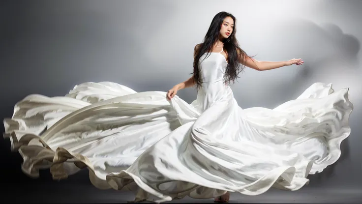 dressart, white dress, floating hair, (floating dress:1.4), (photo art), 1girl, Stunningly Beautiful Girl, Haute_Couture, designer dress, wearing Haute_Couture, posing for a picture, fashion show, Long shaped face, angry, crazy, dark red eyes, Sandy Blonde side-swept hair, short hair, long ringlets, catwalk \(walkway\), , colorful, vivid colors, masterpiece, best quality, absurdres, highest quality, amazing details, 8k, aesthetic, <lora:dressart_SDLife_Chiasedamme_v1.0:0.88>