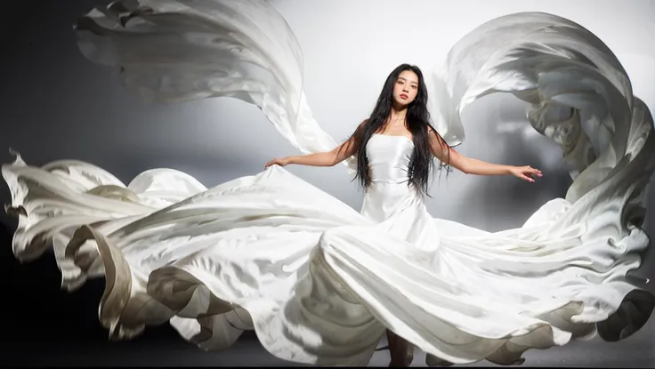 dressart, white dress, floating hair, (floating dress:1.4), (photo art), 1girl, Stunningly Beautiful Girl, Haute_Couture, designer dress, wearing Haute_Couture, posing for a picture, fashion show, Long shaped face, angry, crazy, dark red eyes, Sandy Blonde side-swept hair, short hair, long ringlets, catwalk \(walkway\), , colorful, vivid colors, masterpiece, best quality, absurdres, highest quality, amazing details, 8k, aesthetic, <lora:dressart_SDLife_Chiasedamme_v1.0:0.74> <lora:add_detail:0.25> <lora:more_details:0.25>