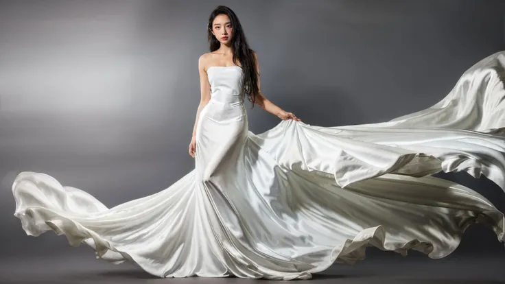 dressart, white dress, (floating dress:1.4), (photo art), 1girl, Stunningly Beautiful Girl, Haute_Couture, designer dress, wearing Haute_Couture, posing for a picture, fashion show, Long shaped face, angry, crazy, dark red eyes, Sandy Blonde side-swept hair, short hair, long ringlets, catwalk \(walkway\), , colorful, vivid colors, masterpiece, best quality, absurdres, highest quality, amazing details, 8k, aesthetic, <lora:dressart_SDLife_Chiasedamme_v1.0:0.9> <lora:add_detail:0.25> <lora:more_details:0.25>