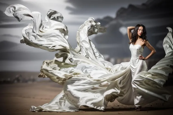 dressart, white dress, (floating dress:1.4), (photo art), 1girl, Stunningly Beautiful Girl, Haute_Couture, designer dress, wearing Haute_Couture, posing for a picture, fashion show, Long shaped face, angry, crazy, dark red eyes, Sandy Blonde side-swept hair, short hair, long ringlets, catwalk \(walkway\), , colorful, vivid colors, masterpiece, best quality, absurdres, highest quality, amazing details, 8k, aesthetic, <lora:dressart_SDLife_Chiasedamme_v1.0:0.9> <lora:add_detail:0.25> <lora:more_details:0.25>
