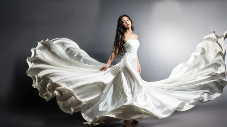 dressart, white dress, (floating dress:1.4), (photo art), 1girl, Stunningly Beautiful Girl, Haute_Couture, designer dress, wearing Haute_Couture, posing for a picture, fashion show, Long shaped face, angry, crazy, dark red eyes, Sandy Blonde side-swept hair, short hair, long ringlets, catwalk \(walkway\), , colorful, vivid colors, masterpiece, best quality, absurdres, highest quality, amazing details, 8k, aesthetic, <lora:dressart_SDLife_Chiasedamme_v1.0:0.9> <lora:add_detail:0.25> <lora:more_details:0.25>