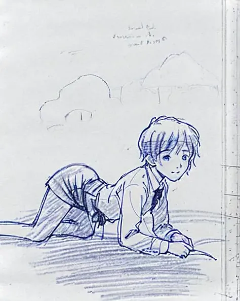 sketch of Bernard Arnault Getting lost during a hike in the woods , art by sketchpad