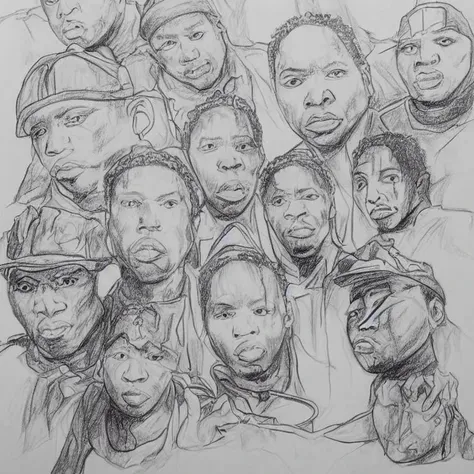 drawing of  A Tribe Called Quest    being falsely accused of a crime  , art by sketchpad