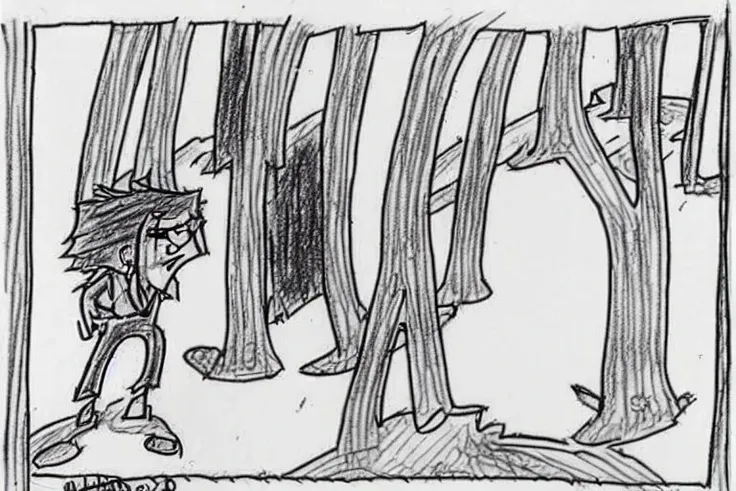 drawing of Milo Yiannopoulos Getting lost during a hike in the woods , art by sketchpad