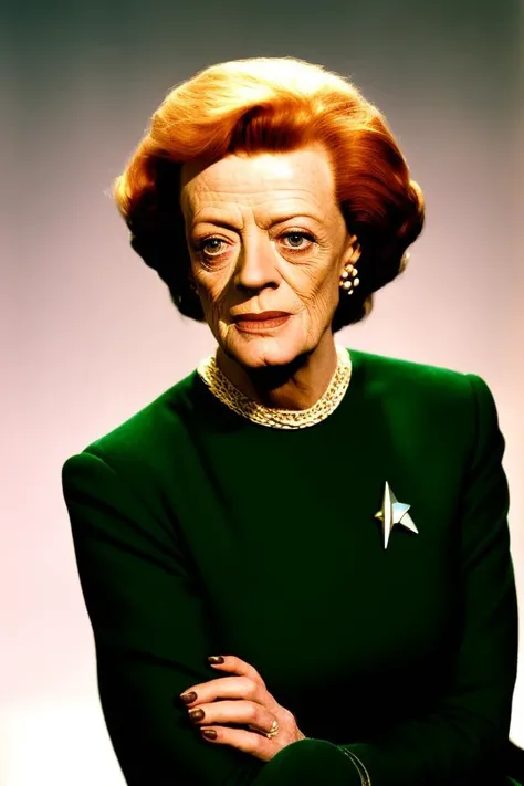 lomo style portrait of maggie smith in star trek