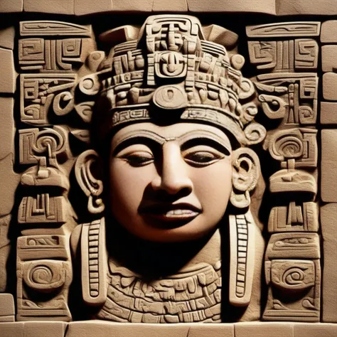 <lora:BAS-RELIEF:1> crisp, detailed, stone, in the bas-relief style, temple, gods, mountains, Inca, Aztec