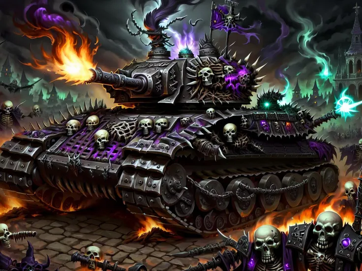<lora:HorrorAI:.8> NecromancyAI battle tank, Highly detailed, horror setting, intricate detailed background