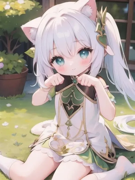 masterpiece, best quality, ultra detailed, high res, <lora:Nahida V1:0.75>, Nahida, child, paw pose