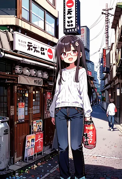 score_9, score_8_up, score_7_up, rating_safe, masterpiece, best quality, absurdres, unity 8k wallpaper, official art, official style, source_anime, uncensored, game cg, megami magazine,
1girl, solo, glasses, black hair, long hair, white ribbed sweater, jeans, happy, smile, looking at viewer, open mouth, solo focus, waving,
tenkaippin, storefront, scenery, no humans, sign, outdoors, real world location, building, street, road, city, lamppost, trash can, power lines, cityscape, alley, day, utility pole, window
<lora:tenichi_pony_V1:1>