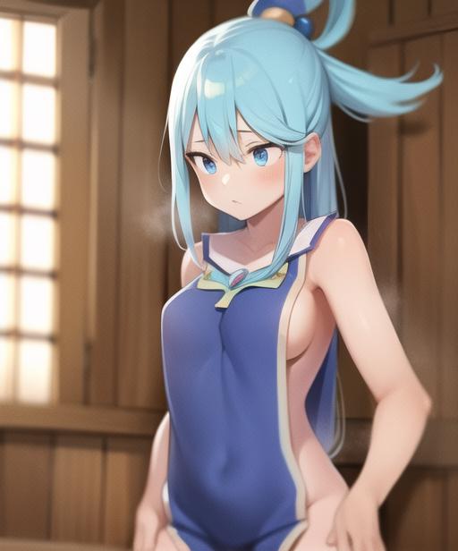 A woman in a blue dress is standing in a room - SeaArt AI