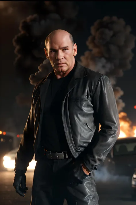 action movie poster, starring mitch_pileggi, smoke, cars, explosions, black suit, gloves, guns,
<lora:mitch_pileggi:1>