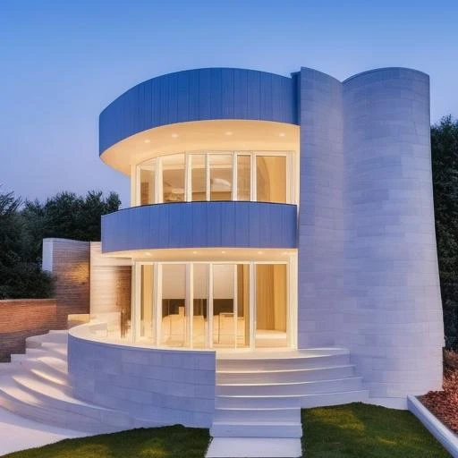 "An architectural masterpiece that captures the essence of modern design in a single building. The image is presented in high quality, allowing every detail of the structure to shine. The realism and attention to detail showcase the modern house's features, from its clean lines to its innovative design elements. The photograph's resolution ensures that even the tiniest nuances are visible, making it a true work of art."