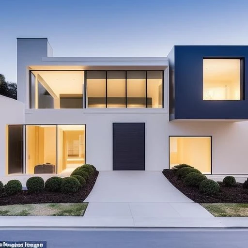 "An architectural masterpiece that captures the essence of modern design in a single building. The image is presented in high quality, allowing every detail of the structure to shine. The realism and attention to detail showcase the modern house's features, from its clean lines to its innovative design elements. The photograph's resolution ensures that even the tiniest nuances are visible, making it a true work of art."