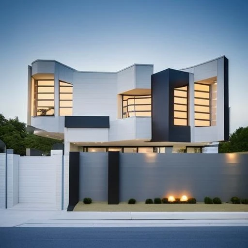 "An architectural masterpiece that captures the essence of modern design in a single building. The image is presented in high quality, allowing every detail of the structure to shine. The realism and attention to detail showcase the modern house's features, from its clean lines to its innovative design elements. The photograph's resolution ensures that even the tiniest nuances are visible, making it a true work of art."