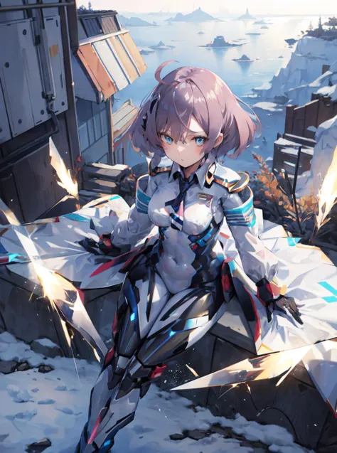 mujina, necktie, white gloves, mecha musume, fortified suit, looking at viewer, body suit, <lora:mujina_v2:0.6>, <lora:mecha_offset:0.6>