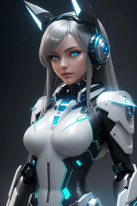 clean, famous artwork, concept art, octane render, a portrait of a beautiful woman, relaxing, vixen, mecha musume, headgear, mecha girl, bodysuit, <lora:mecha_offset:0.8>, extremely detailed, high contrast, steampunk, detailed skin, grey-blue eyes, small breasts, bioluminescent background,