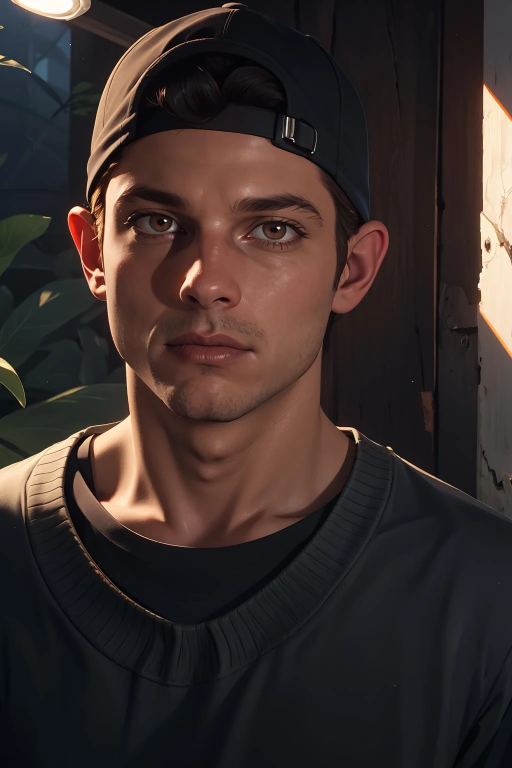 (medium shot), intricate, elegant, masterpiece, best quality, highres, male focus, solo, photo of jacob_custos, <lora:jacob_custos-10:0.50>, sweater, shirt, jeans, outdoors, brown eyes, backwards cap, sharp focus, photo by greg rutkowski, soft lighting, vibrant colors, (masterpiece), (detailed face), looking at viewer