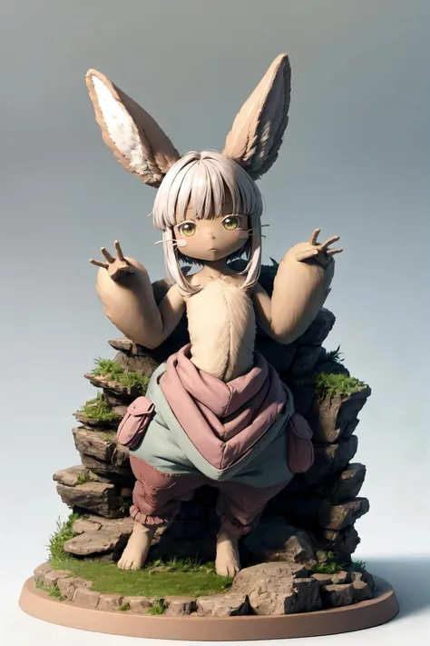 masterpiece, best quality, ultra high res, beautiful, visually stunning, elegant, incredible details, award-winning art, <lora:sc0lpt - Figure Sculpture-000008:0.65>, sc0lpt, extremely detailed display base, white background, full body, <lora:nanachi:1>, nanachi, 1girl, solo, furry, nanachi \(made in abyss\), nanachipants, fur,fluffy, water, rock, grass, relaxed pose,