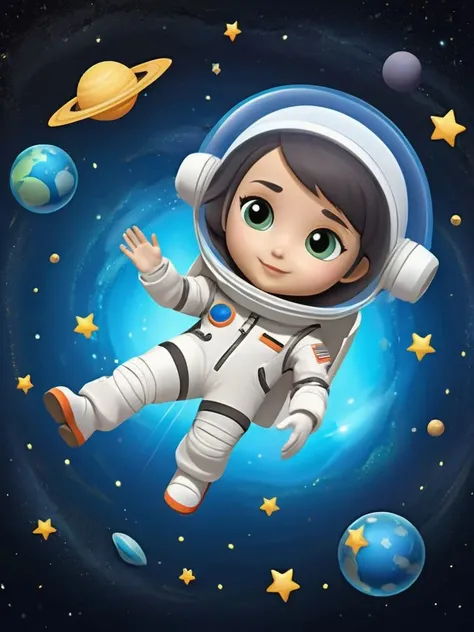 sico style, a cute girl wearing space suit and a transparent halmet, floating in the cosmic, stars, planets, dark and mystery,
<lora:memoji_1024-000005:0.5>