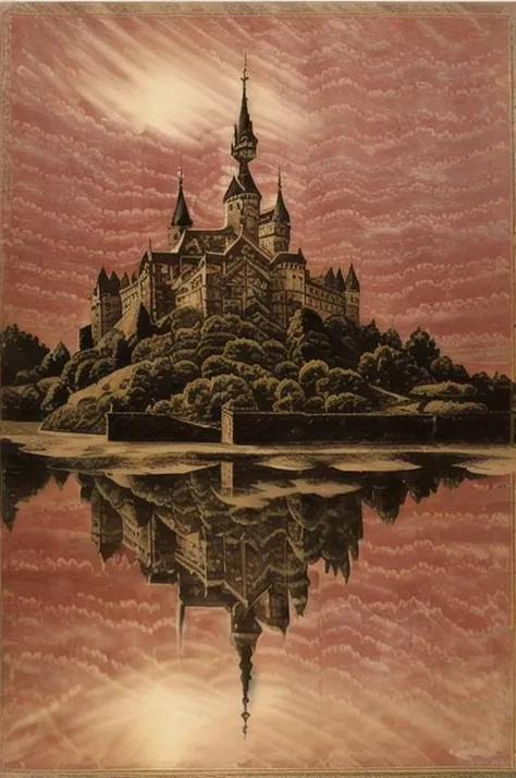 a castle reflected in water by Persian_Binding <lora:Persian_Binding:.8>