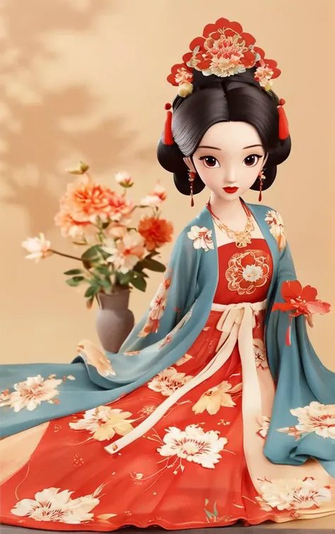 masterpiece, best quality, 3d cartoon, cute cartoon
1girl, black hair, daxiushan, chinese clothes, daxiushan style, flower, front view, jewelry, solo, hair ornament, hanfu, holding, necklace, red lips,
<lora:daxiushan_SDXL-000003:0.75>