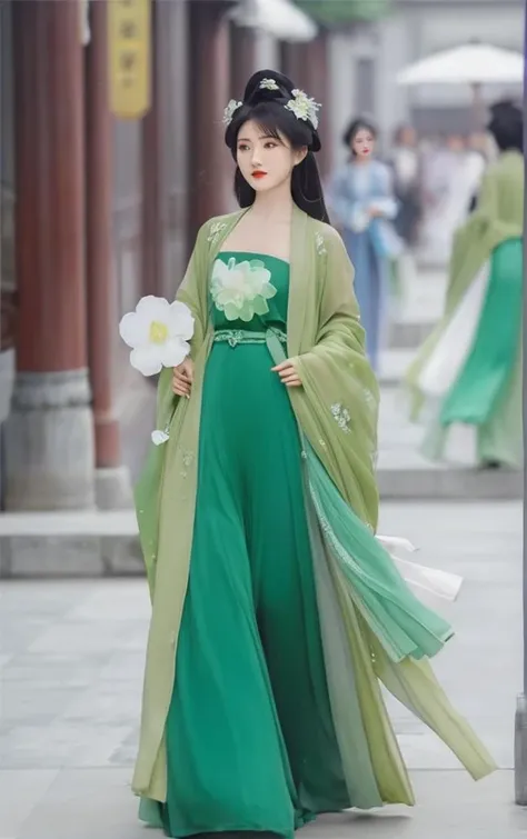 masterpiece, best quality
1girl, black hair, daxiushan, daxiushan style, solo,flower,  green  clothes, walking on the street,
<lora:daxiushan_SDXL-000003:0.75>