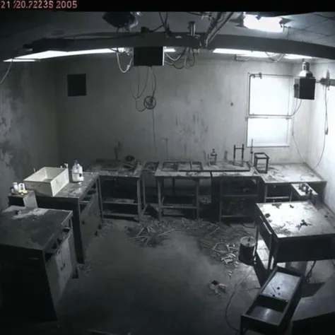 <lora:webcams:1>, webcamscrenshot,
Dark and Twisted Laboratory: The camera shows a dark and twisted laboratory, with broken equipment and strange symbols carved into the walls. The air is thick with the smell of chemicals and decay, and the only sound is the occasional drip of liquid from the ceiling.