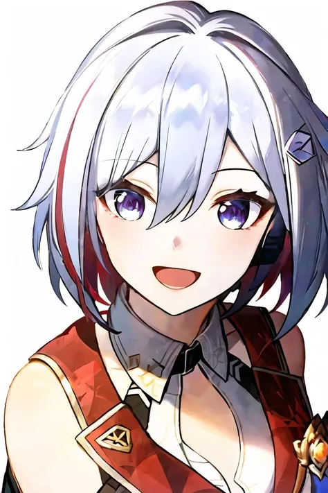 (high quality, high resolution:1.3), 4k, masterpiece,
BREAK
1girl, <lora:Topaz-000035:1>, topaz, purple eyes, short hair, simple background, white background, sanding, upper body, smile, open mouth, <lora:NoiseOffset_v2:1.0><lora:NoiseOffset_v2:1.0>