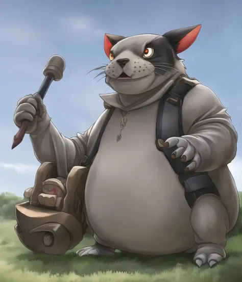 (a close up of totoro, cartoon animal), charhelper, ((mid range)) portrait, digital painting, artwork by leonardo davinci, high detail, professional, masterpiece, anime, stylized, face, facial expression, inkpunk, professional anatomy, professional hands, anatomically correct, colorful