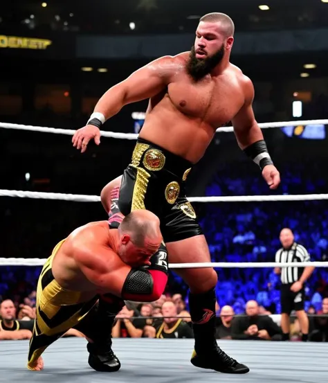 two men are fighting in a wrestling ring, jonathan winterhart, taken in the early 2020s, clayton crain, aaron earley, majestic sweeping action, awestriking, photo still, ny, CHV3CWrestler, picture taken in the early 1990s, perfect composition, Professional, masterpiece, commissioned, best quality, Color Corrected, fixed in post, emended, ameliorated, idyllic