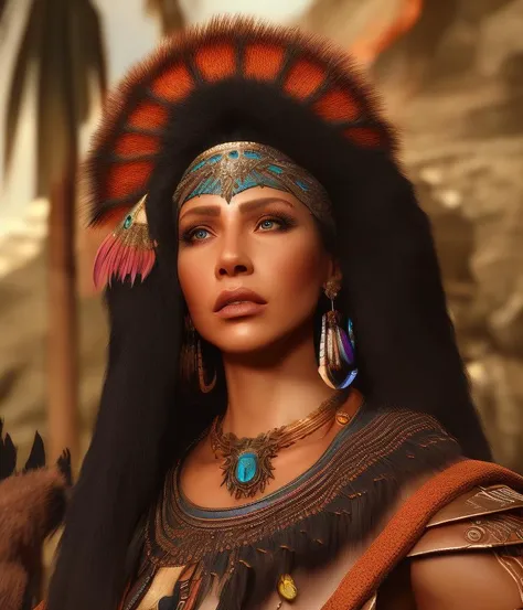 a idyllic commissioned ameliorated masterpiece of the best quality of a Professional realistic detail with Color Corrected, perfect composition and soft tones of (an analog photograph of a female shaman [:with beautiful eyes:.25] wearing wooden CHV3CBarb style tribal armor and a [afro-dieselpunk tribal:cyberpunk:.45] feather headdress)