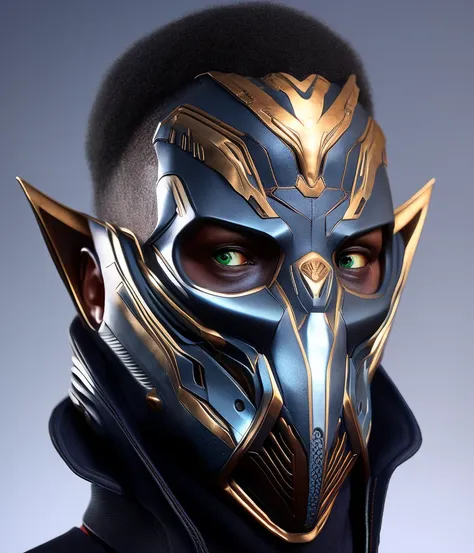 tribal mask in wakandan style cyberpunk, ultra realistic, concept art, intricate details, eerie, horror, highly detailed, photorealistic, octane render, 8 k, unreal engine. art by artgerm and greg rutkowski and alphonse mucha, Professional, masterpiece, commissioned