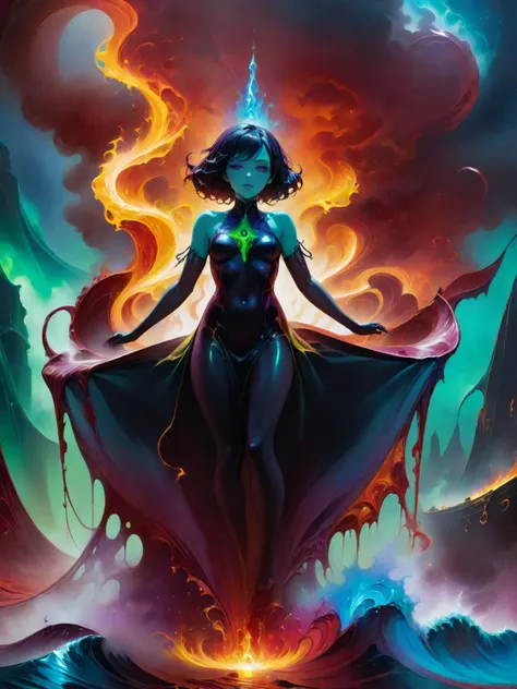 anime artwork (full body shot:1.5), a woman floating in the air, covered with black oil and red paint,surrounded by smoke, liquid, intricate, elegant, highly detailed, centered, digital painting, artstation, concept art, smooth, sharp focus, illustration, by ( ( tom whalen ) ), wlop, mars ravelo, octane <lora:xl_yamer_style-2.0:1> <lora:xl_yamer_style-2.0:1>, anime style, key visual, vibrant, studio anime, highly detailed, <lora:LCM_LoRA_Weights:0.7>