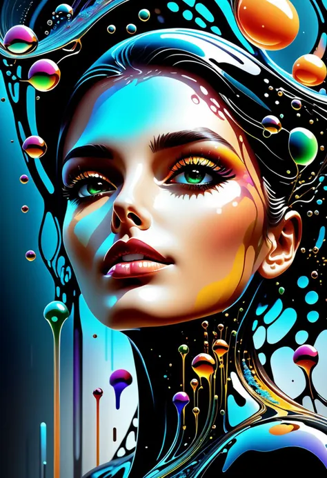 biomechanical yamer style style illustration beautiful woman, colorful melting human head. acrylic bubbles and flowers, ferrofluids, water distortions. looking up, intricate abstract. intricate artwork. beeple. blend of organic and mechanical elements, futuristic, cybernetic, detailed, intricate, dark theme, (in awe:1.2), confident, (surprised:0.7), natural skin, style of Stan Manoukian, <lora:xl_yamer_style-2.0:0.7>
physically based unbiased rendering, natural lighting, soft shadows, extremely high-resolution details, photographic, realism pushed to extreme, fine texture, 4k, ultra-detailed, high quality, high contrast,