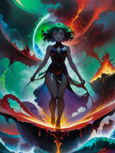 anime artwork (full body shot:1.5), a woman floating in the air, covered with black oil and red paint,surrounded by smoke, liquid, intricate, elegant, highly detailed, centered, digital painting, artstation, concept art, smooth, sharp focus, illustration, by ( ( tom whalen ) ), wlop, mars ravelo, octane <lora:xl_yamer_style-2.0:1> <lora:xl_yamer_style-2.0:1>, anime style, key visual, vibrant, studio anime, highly detailed, <lora:LCM_LoRA_Weights:0.7>