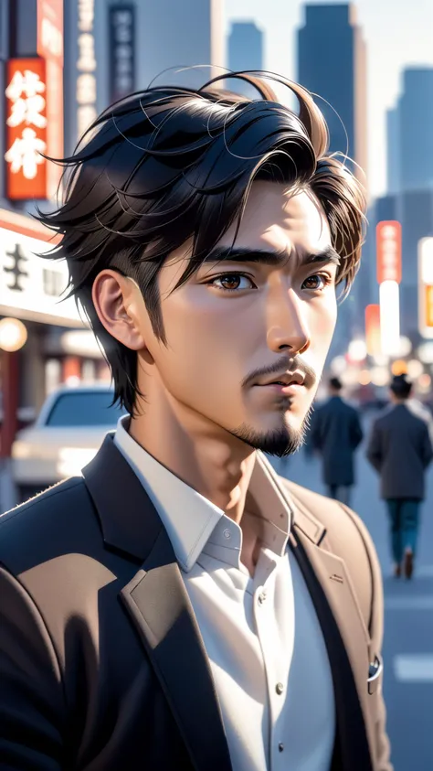 <lora:xl_yamer_style-3.0:1>, analog photo, closeup portrait photo of 24 years old asian man, natural skin, looks at viewer, city street, (cinematic shot, film grain:1.1), ultra detailed, slight beard
