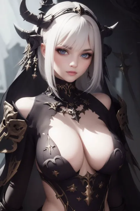 (masterpiece, best quality, perfect face, (beautiful and aesthetic:1.2), extremely detailed, highest detailed face), (beautiful dark elf warrior, (messy hair:1.4), (red eyes:1.2), (flawless pale skin:1.3), (gray skin color:1.6), fake breasts, (narrow waist), (thick thighs), wide hips, long legs, (slender body:1.2), (wields enchanted daggers:1.2), ((very skimpy outfit)), ((dark fantasy backgeound)), (high quality, hyperrealistic, CG, unity, 4k),