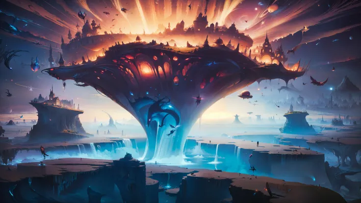 (Ethereal:1.2), never-ending dream, surreal landscapes morphing seamlessly, fantastical creatures, floating islands, cosmic phenomena, (boundless imagination:1.3), dreamlike color palette, masterful oil painting, transcendent visual storytelling, trending on ArtStation