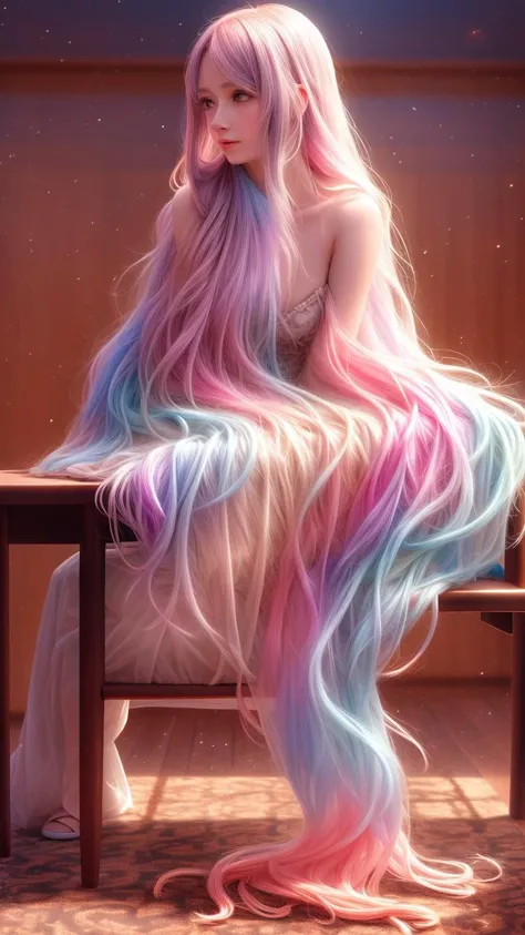(warm and cold colors:0.5), (majestic person:1.2) sitting at a busy luxurious desk, long thin (floating:0.9) hair, realistic, 8k, <lora:绪å¿-æ¢¦å¹»åºæ¯ dream like:0.9> more details <lora:more_details:0.6>