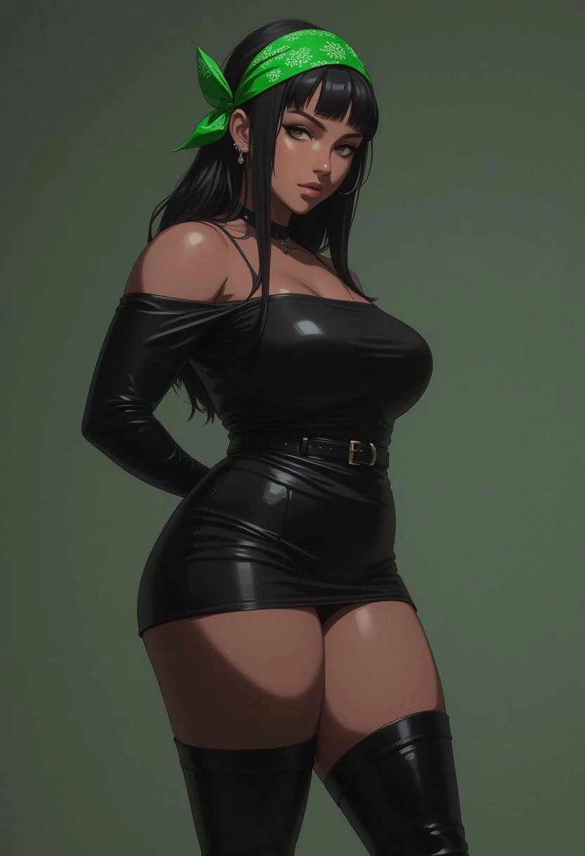 a beautiful young woman, Halle Bailey, with flawless skin, gorgeous green eyes, full lips, long eyelashes, wearing a revealing black dress, sultry expression, standing in a luxurious interior, dramatic lighting, photorealistic, 8k, high quality, glamorous, cinematic