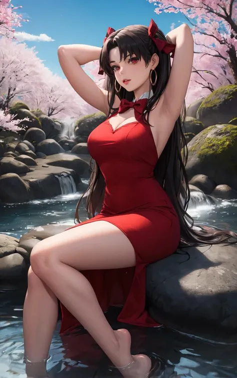Sarada uchiha desnuda mostrando las tetas y la vagina, tetas medianas, cuclillas, edificios