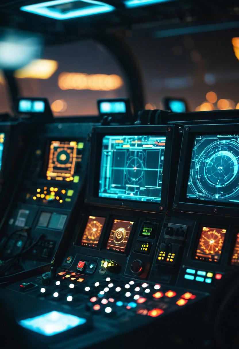 A close up of a control panel with multiple screens on it - SeaArt AI