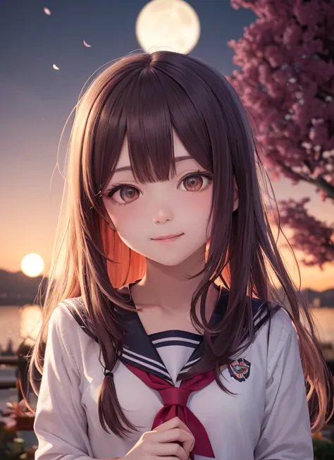 masterpiece, best quality,
1girl, bangs, blue_sailor_collar, blurry, blurry_foreground, blush, branch, rainbow hair, cherry_blossoms, dango, depth_of_field, eyebrows_visible_through_hair, falling_petals, floral_background, flower, hair_between_eyes, hand_up, holding, holding_flower, in_tree, long_hair, long_sleeves, looking_at_viewer, neckerchief, outdoors, petals, pink_flower, plum_blossoms, yellow_eyes, red_neckerchief, sailor_collar,  school_uniform, serafuku, shirt, smile, solo, tree, upper_body, wagashi, white_flower, glowing eyes, big eyes, red uniform, night, bioluminescence, moonlight, black background