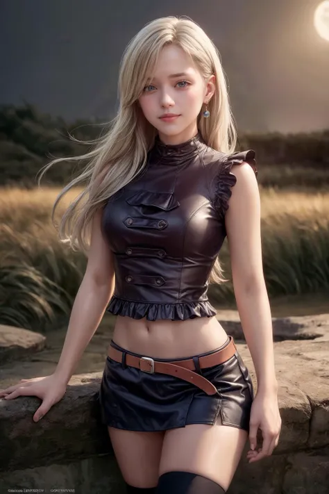 (AS-YoungV2:1.2)(best quality, masterpiece:1.2, photo realistic:1.4), raw photo, ultra high res, portrait, professional photograph, 8k wallpaper, HDR, perfect artwork, photon mapping, realistic shadow, detailed skin texture, film grain, depth of field, natural shading, (cinematic lighting), 85mm, f/1.4, ISO 200, 1/160s:0.75, lens flare, sharp picture, BREAK,
1girl, hmeliza, perfecteyes eyes, hair over one eye, (smile:1.3), jewelry, single thighhigh, midriff, black skirt, large breasts, asymmetrical legwear, pink shirt, black thighhighs, belt, miniskirt,the moon,
Outdoor, farm , barn , crops , tractor , scarecrow, highly detailed background, <lora:add_detail:1> <lora:elizabeth_liones_v3:0.7> pureerosface_v1 , ulzzang-6500,