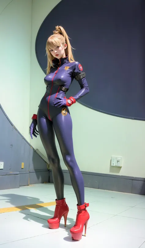 tachibana mizuki purple bodysuit, purple gloves, high heels <lora:mizuki-nvwls-v2:0.8> <lora:NijiExpressV2:0.7>