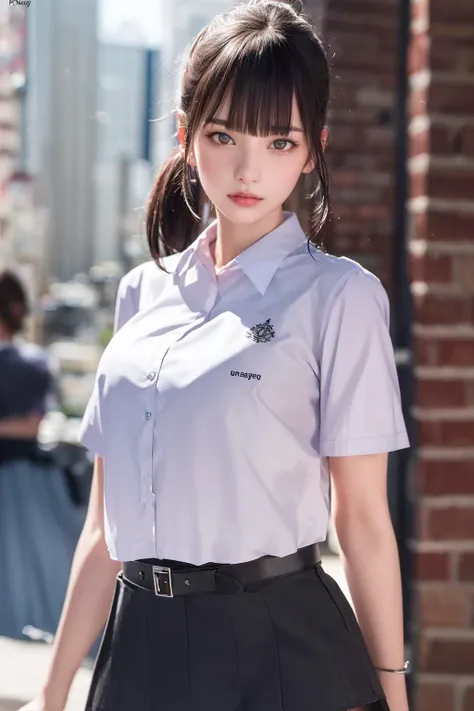 ((masterpiece)), (best quality), official art, extremely detailed CG, unity 8k wallpaper, ultra detailed, highly detailed, detailed background, vivid color, photorealistic, perfect lighting, best illumination, 
1girl, prettye girl, supermodel,
(mathayom uniform), white shirt, short sleeves, (black pleated skirt) , (miniskirt:1.5), belt,
<lora:mathayom22:0.9>